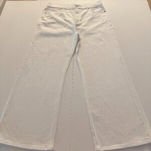 Made And Loved Loft Jeans Womens 32/14 White Denim the Wide Leg Mid Rise Casual